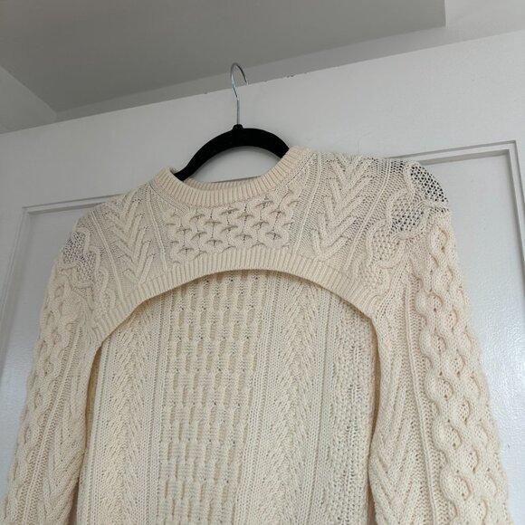 Rosie Assoulin Chunky Cable Knit Mini Dress In Ecru Sz Small Long Sleeves - Picture 5 of 9